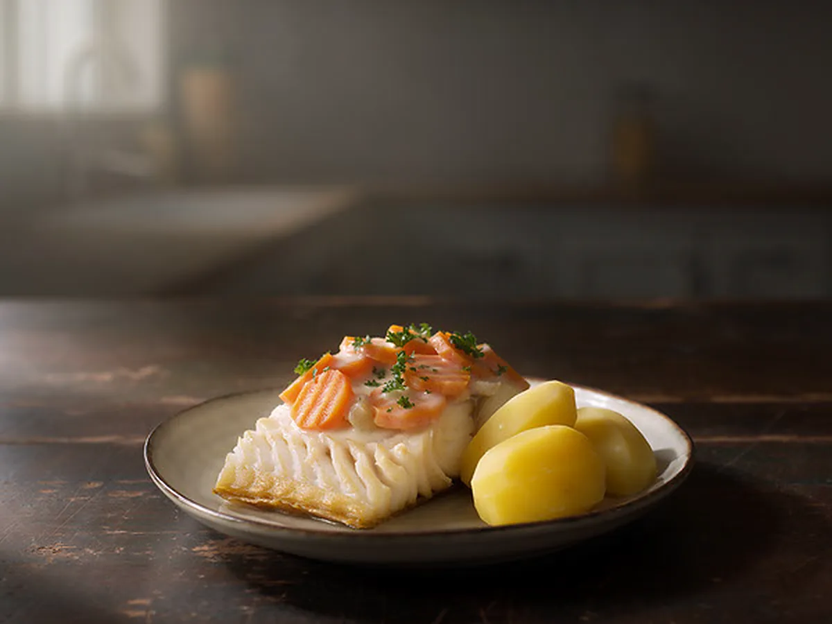 Røkt torsk med gulrotstuing